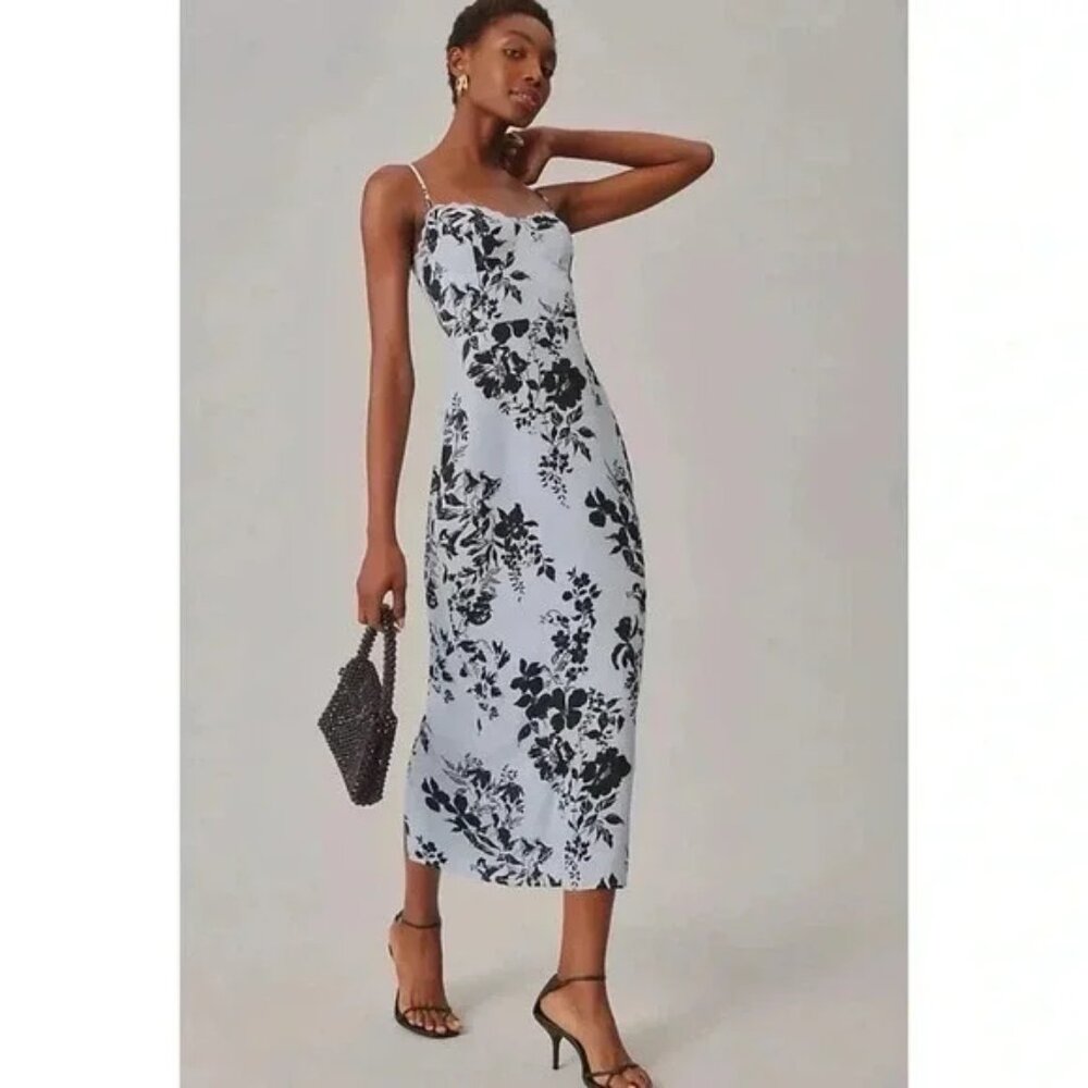 NWT Reformation Pennington Dress Midi Blue Floral